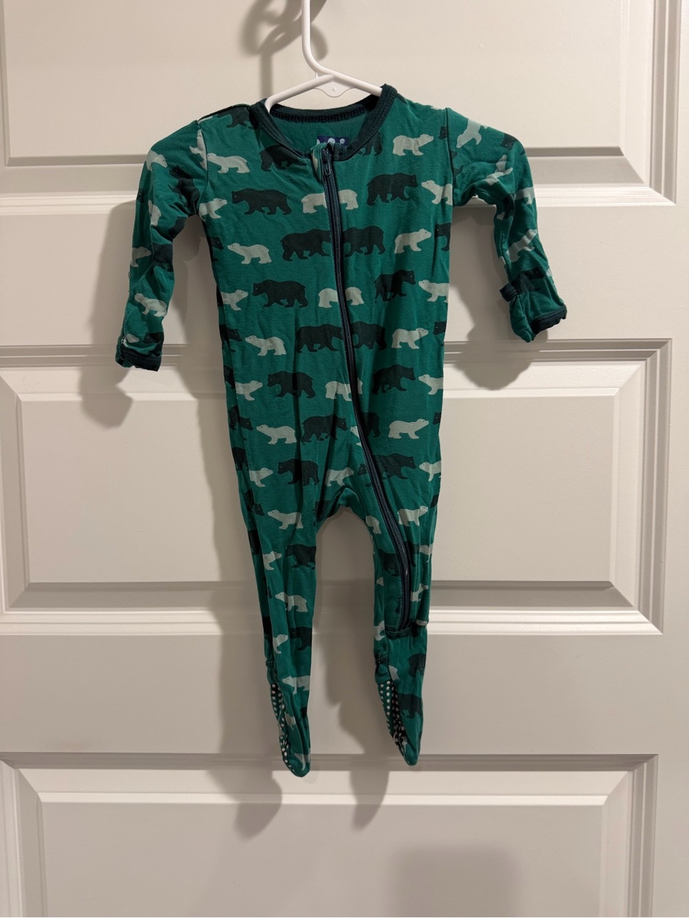 Kickee Pants Green Bear Print Zip Footed One-Piece